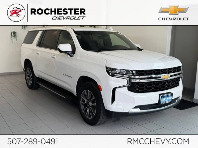 2023 Chevrolet Suburban LS in Summit White — front three-quarter view