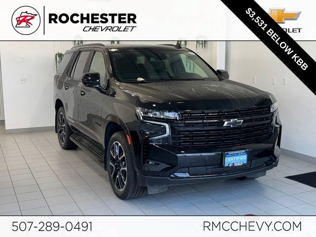 2023 Chevrolet Tahoe RST in Black — front three-quarter view