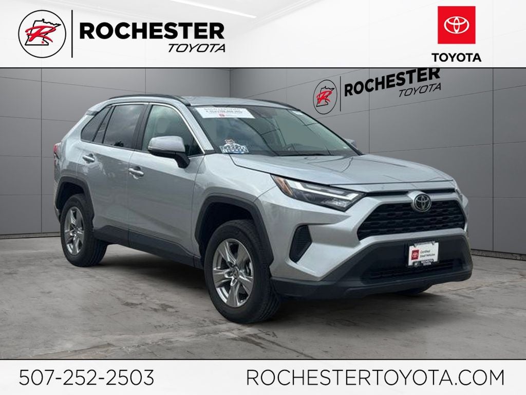 2025 Toyota RAV4 XLE AWD in Silver Sky Metallic — front three-quarter view