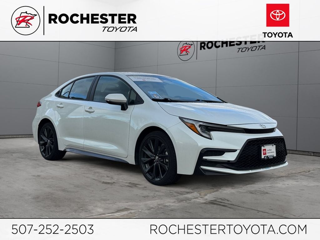 2024 Toyota Corolla SE FWD in Wind Chill Pearl — front three-quarter view