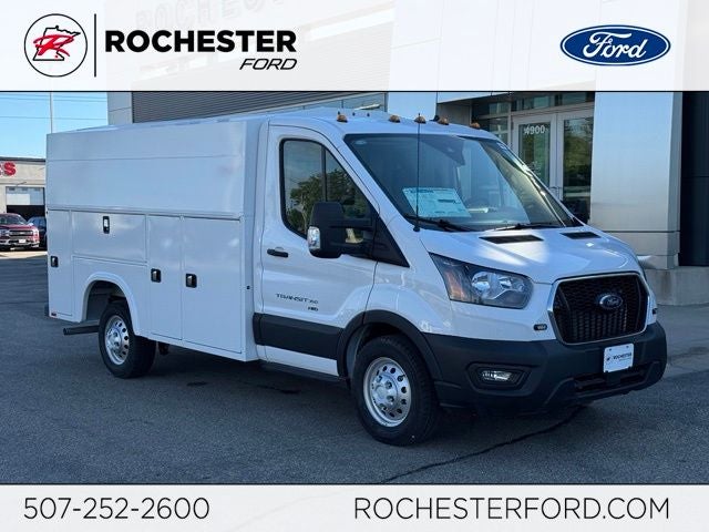 2025 Ford Transit-350 Base w/Knapheide KUV Body in Oxford White — front three-quarter view
