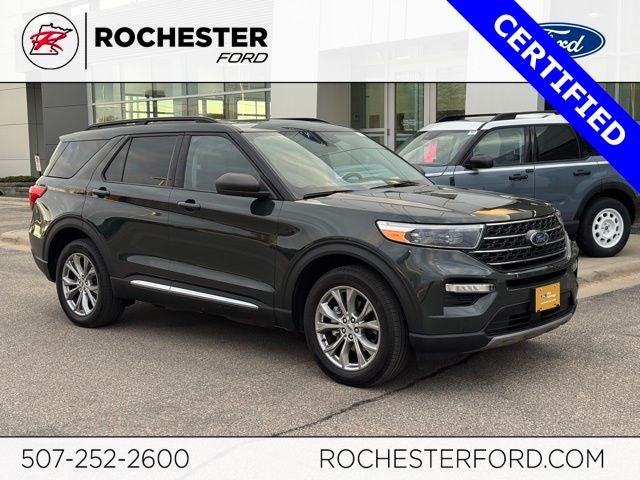 2023 Ford Explorer XLT in Green Metallic — front three-quarter view