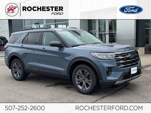 2026 Ford Explorer Active in Vapor Blue Metallic — front three-quarter view