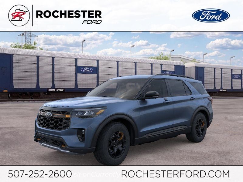 2026 Ford Explorer Tremor w/Blue Cruise + Convenience Pkg in Vapor Blue Metallic — front three-quarter view