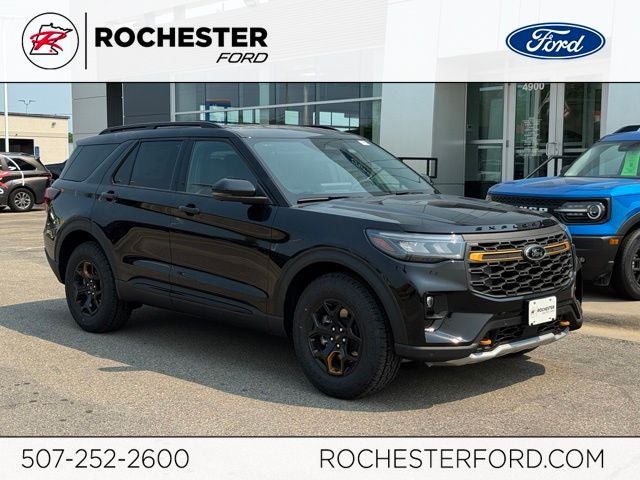 2026 Ford Explorer Tremor w/Convenience Pkg + Blue Cruise in Agate Black Metallic — front three-quarter view