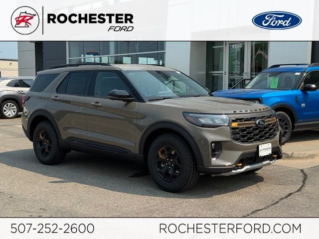 2026 Ford Explorer Tremor w/Convenience Pkg + Blue Cruise in Marsh Gray — front three-quarter view