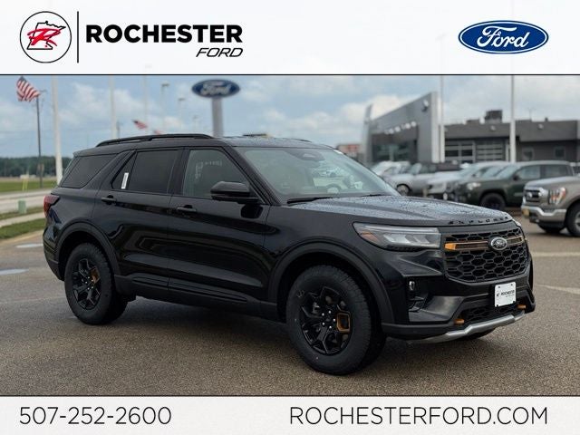 2026 Ford Explorer Tremor w/Convenience Pkg + Blue Cruise in Agate Black Metallic — front three-quarter view