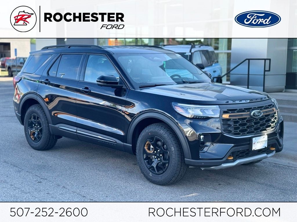 2026 Ford Explorer Tremor in Agate Black Metallic — front three-quarter view