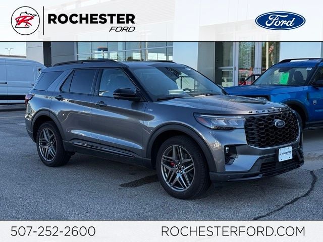 2026 Ford Explorer ST-Line in Carbonized Gray Metallic — front three-quarter view