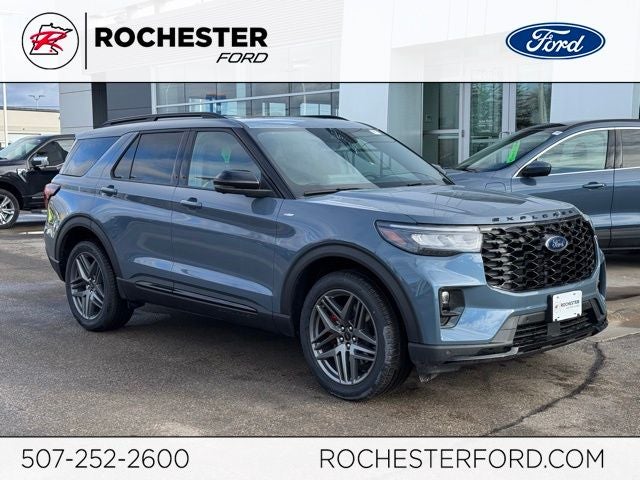 2026 Ford Explorer ST-Line Street Pack in Vapor Blue Metallic — front three-quarter view