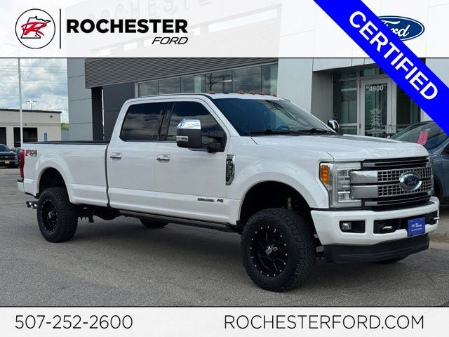 2017 Ford F-350SD Platinum in White Platinum Clearcoat Metallic — front three-quarter view