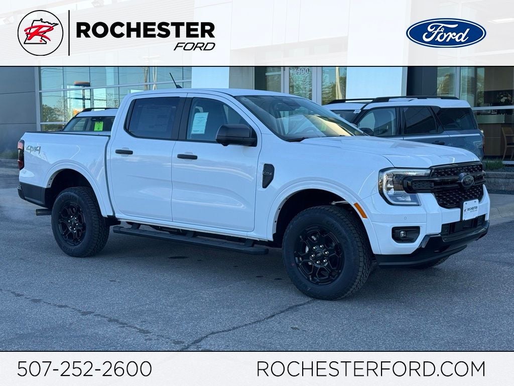 2026 Ford Ranger XLT w/360 Camera + Adaptive Cruise Control in Oxford White — front three-quarter view