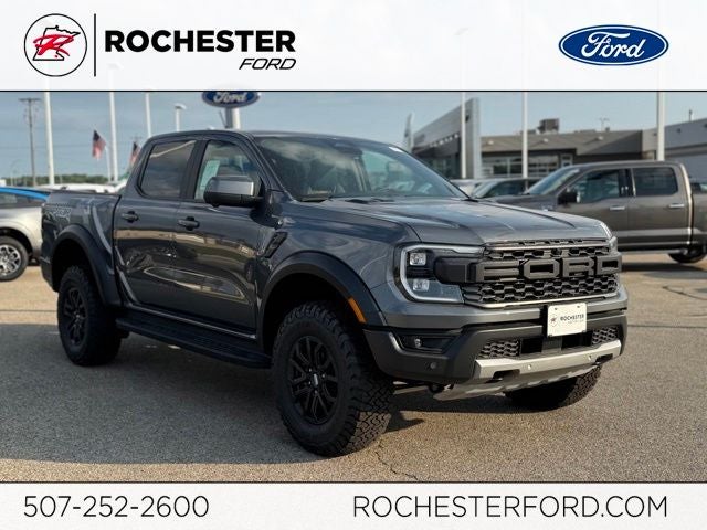 2026 Ford Ranger Raptor in Carbonized Gray Metallic — front three-quarter view