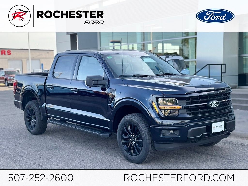 2026 Ford F-150 XLT w/20" Wheels + Dual Exhaust in Antimatter Blue Metallic — front three-quarter view