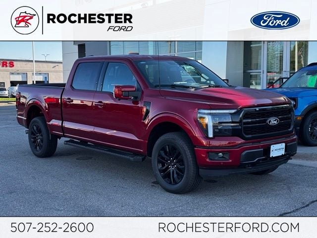 2026 Ford F-150 Lariat w/FX4 Pkg in Ruby Red Met Tinted Cc — front three-quarter view