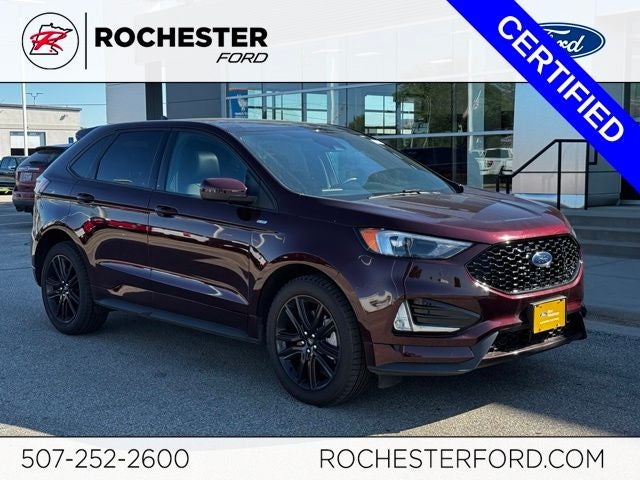 2024 Ford Edge ST Line in Burgundy — front three-quarter view