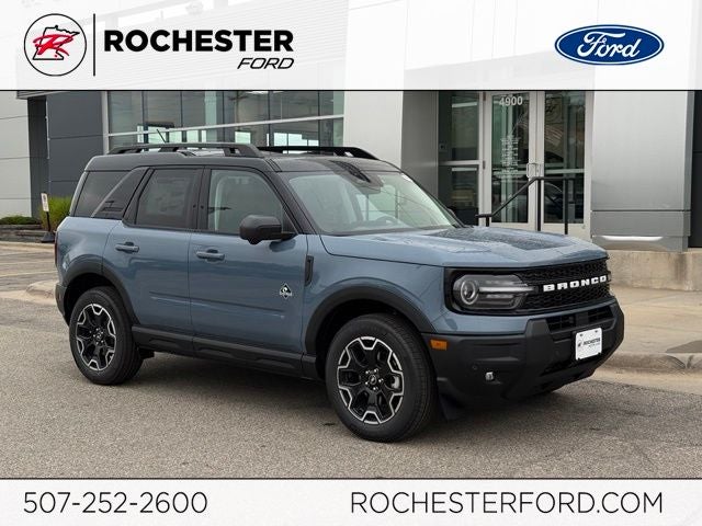 2026 Ford Bronco Sport Outer Banks w/B&O Sound System in Azure Gray Metallic Tri-Coat — front three-quarter view