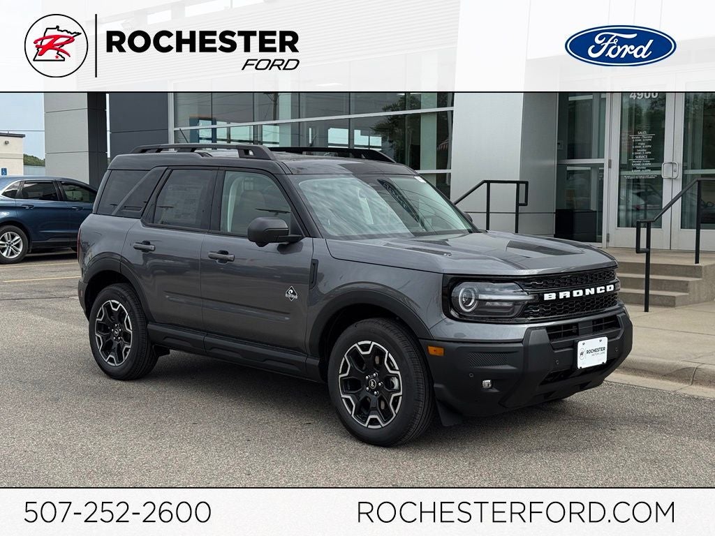 2026 Ford Bronco Sport Outer Banks w/Power Moonroof + B&O Sound System in Carbonized Gray Metallic — front three-quarter view