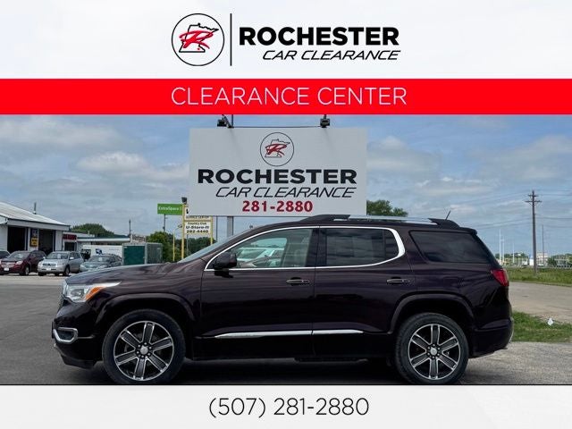 2017 GMC Acadia Denali in Black Cherry Metallic — front three-quarter view