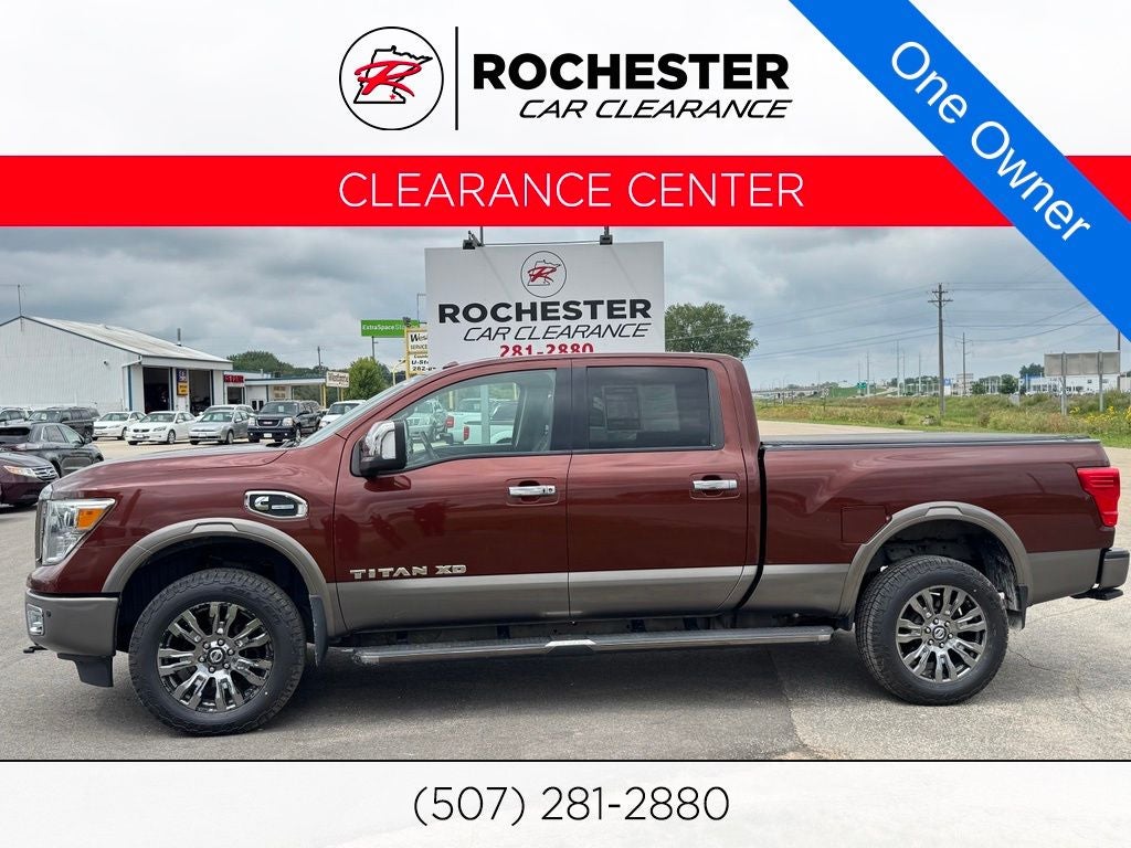 2016 Nissan Titan XD Platinum Reserve in Copper — front three-quarter view
